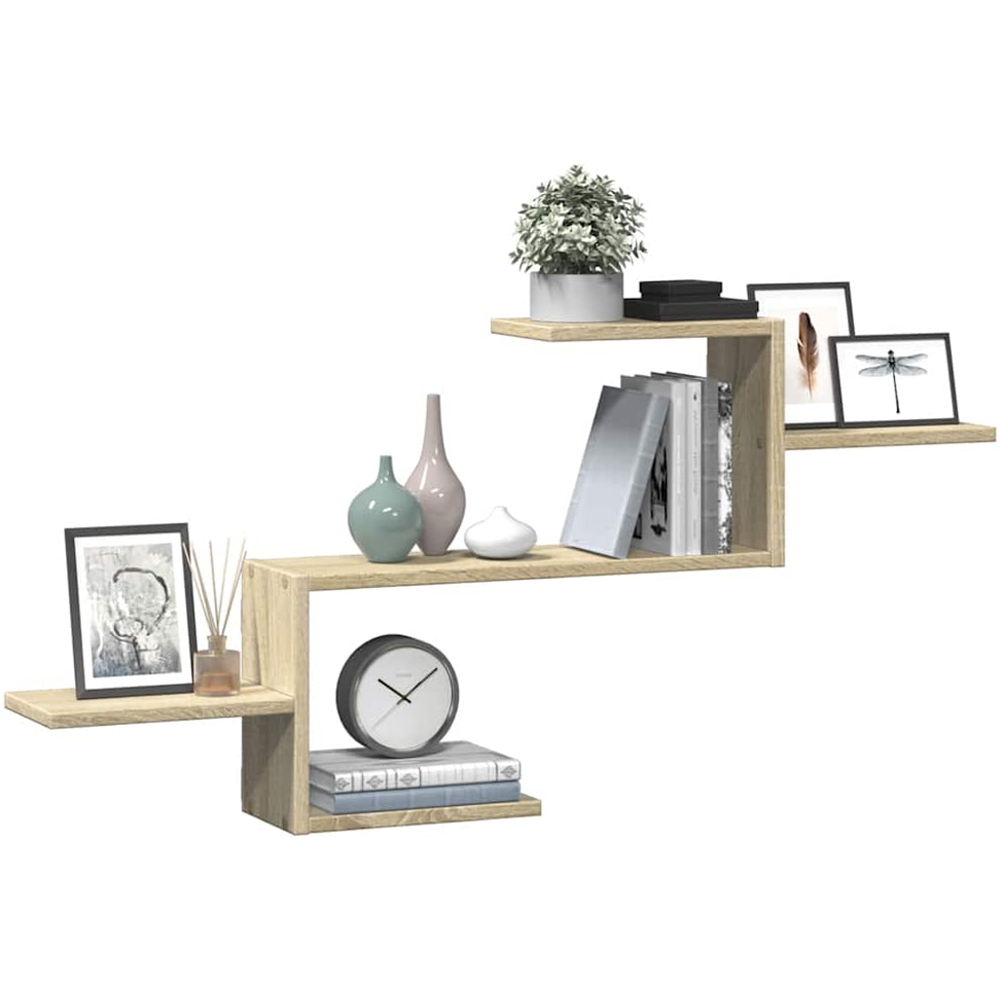 vidaXL 5 Shelf Sonoma Oak Floating Wall Shelf Image 2
