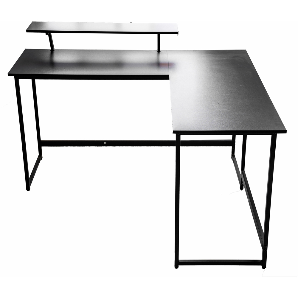 Abrihome Single Shelf Industrial Style L-Shaped Corner Computer Desk Black Image 2
