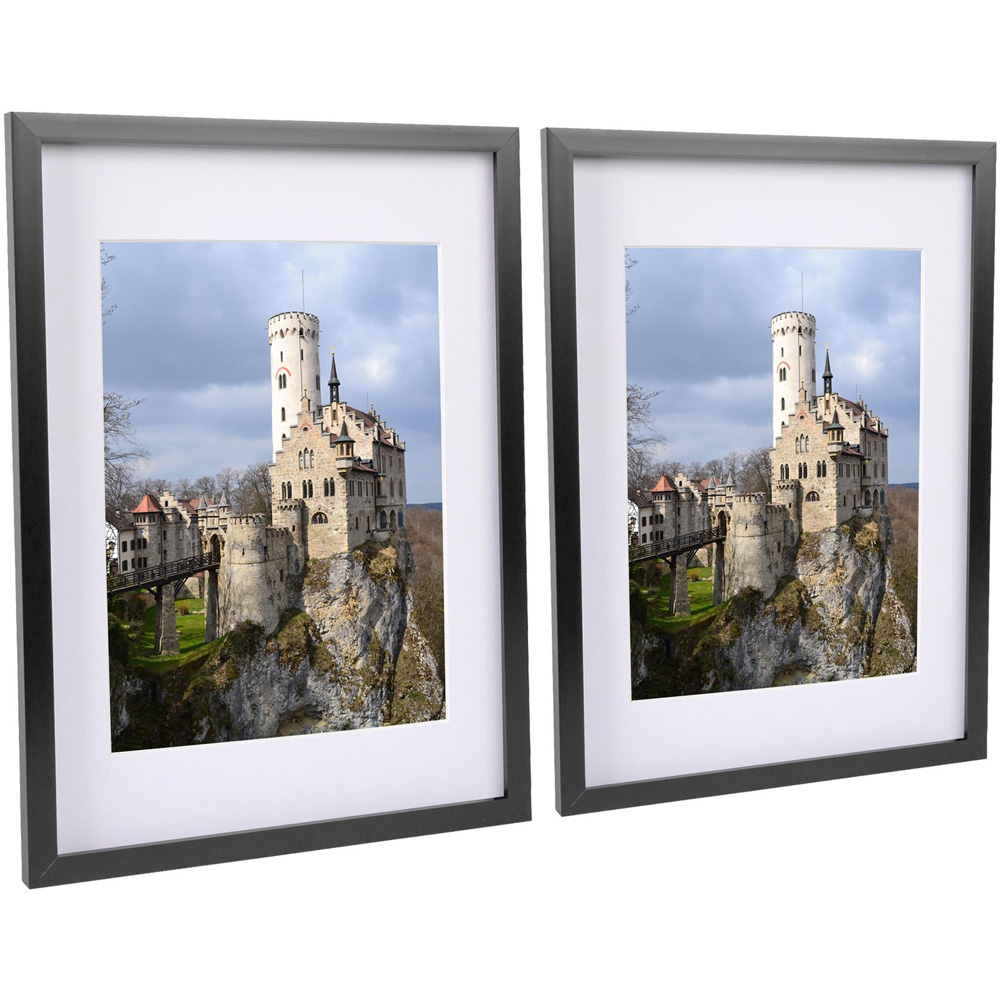Nicola Spring Black Photo Frame 12 x 17 inch with White A4 Mount 2 Pack Image 1