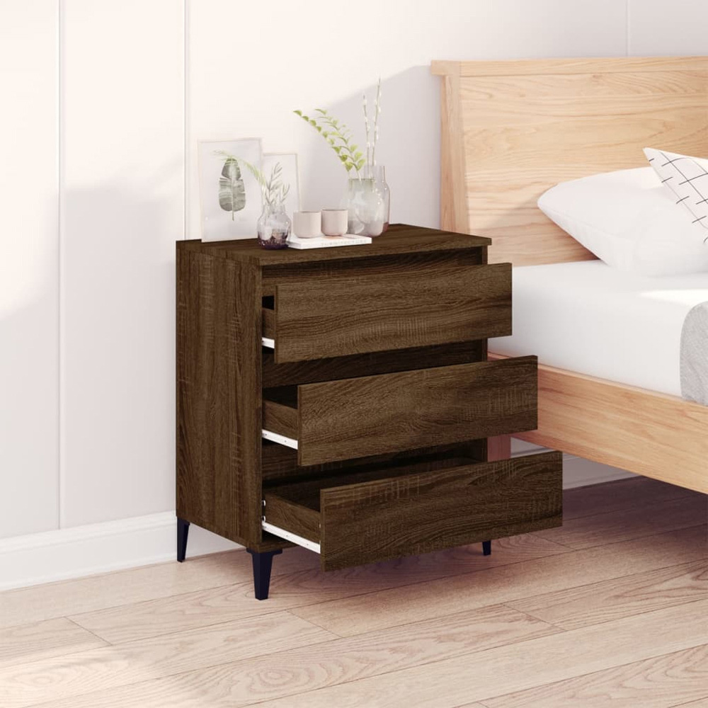 vidaXL 3 Drawer Brown Oak Sideboard Image 3
