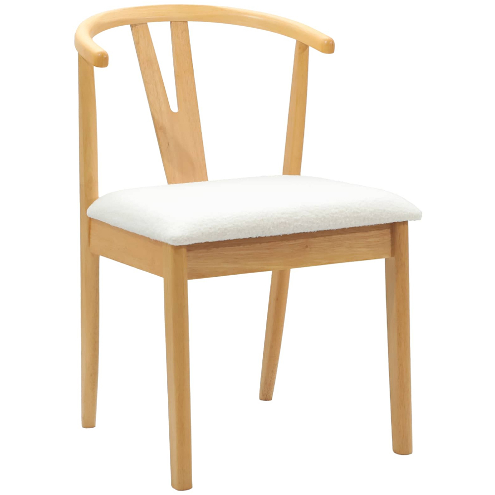 vidaXL Set of 2 Natural and White Rubberwood Dining Chairs Image 2
