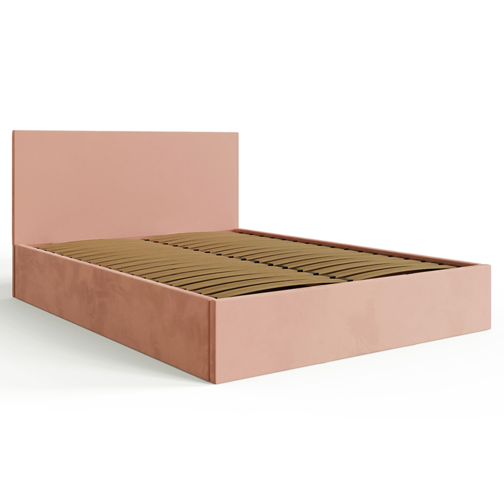 GFW Double Blush Pink Velvet End Lift Ottoman Bed Image 4