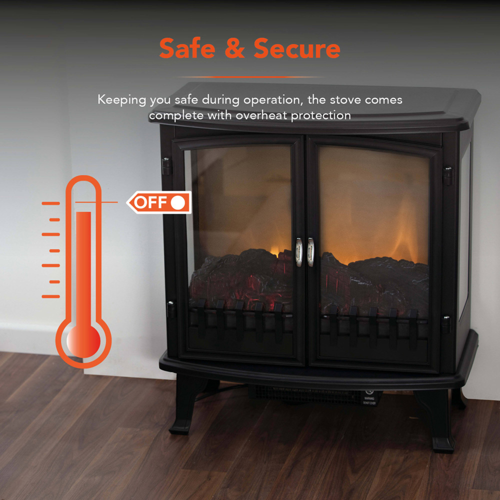Warmlite Carlisle Black Cast Effect Stove Fire with Realistic Flame Effect 1800W 25 inch Image 7