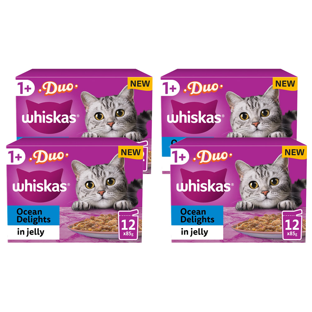 Whiskas Pouches Ocean Delight in Jelly Adult Cat Wet Food 85g Case of 4 x 12 Pack Image 1