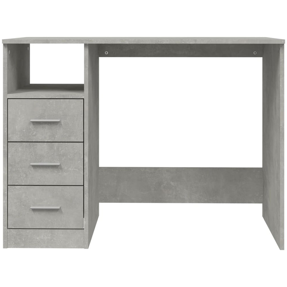 vidaXL 3 Drawer Single Shelf Computer Desk Concrete Grey Image 5