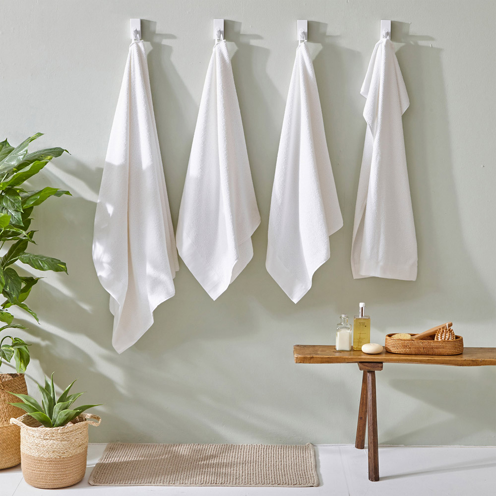 furn. Textured Cotton White Hand Towel Image 4