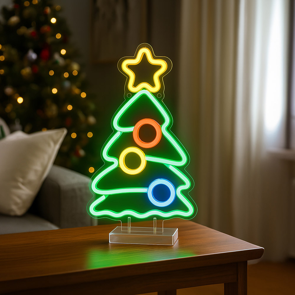 Xmas Haus Neon LED Wall Mountable Christmas Tree 29 x 17cm Image 2