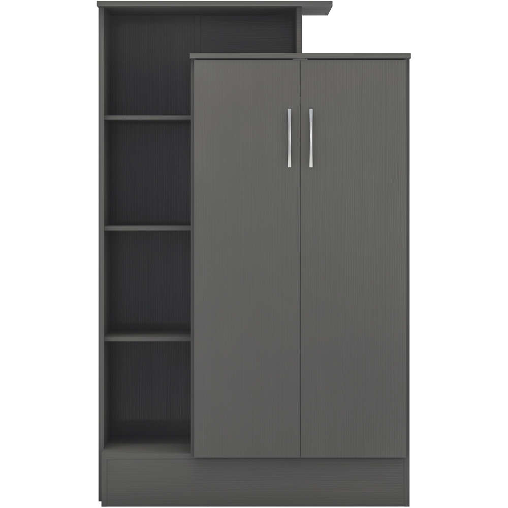 Seconique Nevada 2 Door 3D Effect Grey Petite Open Shelf Wardrobe Image 4