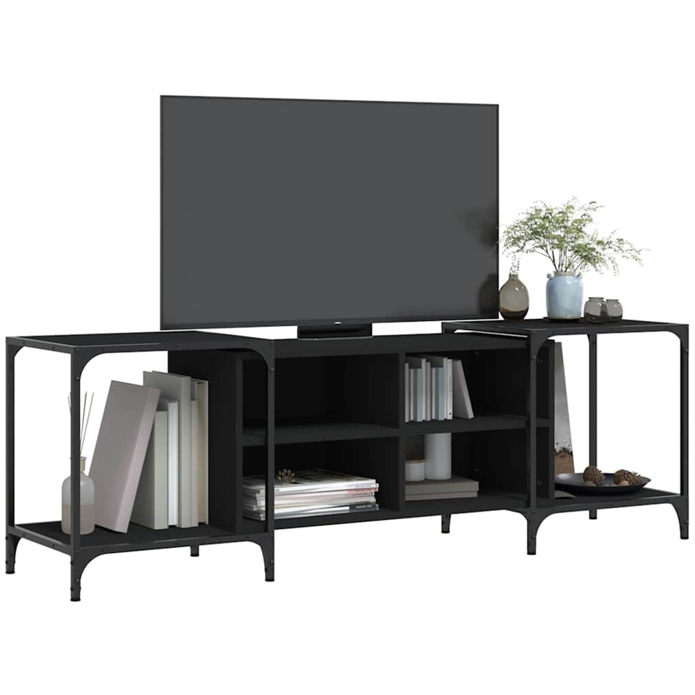 vidaXL 4 Shelf Black TV Cabinet Image 3