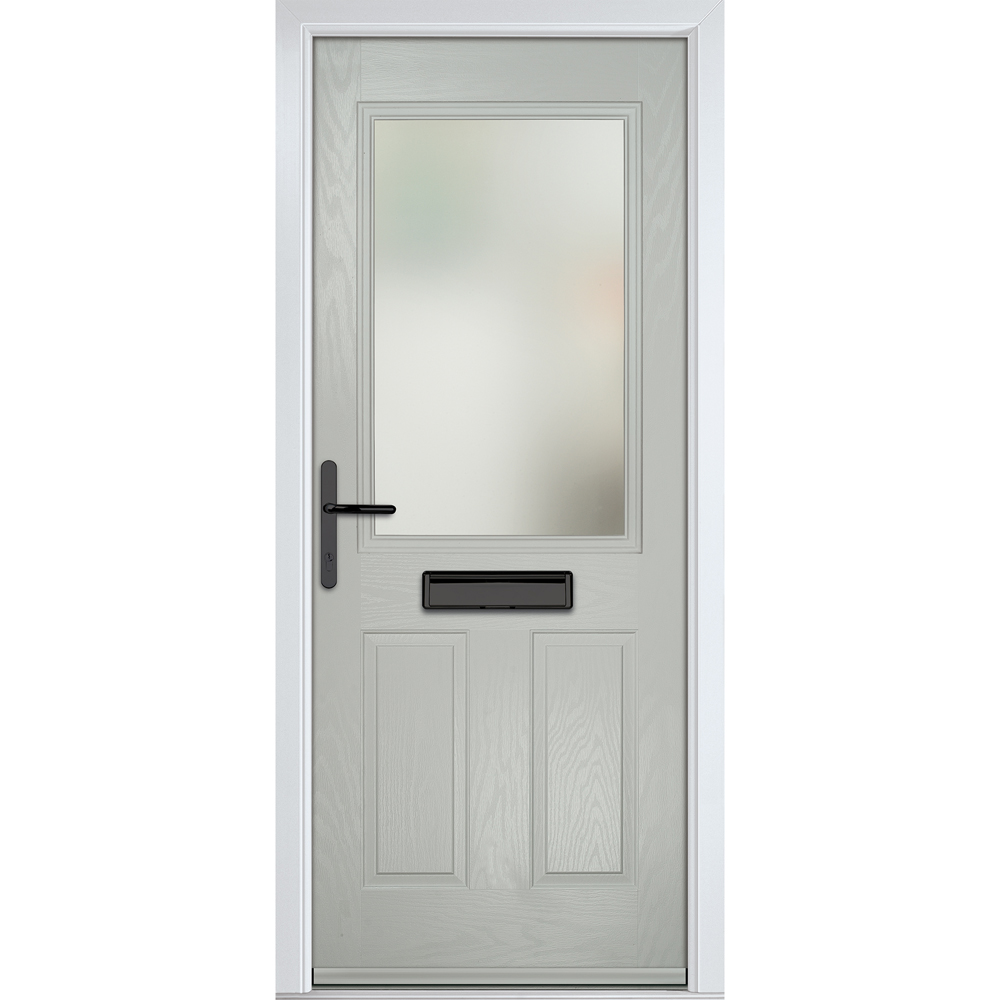Crystal-Direct Lytham Agate Grey GRP Clear Glass Right Hand Open Front Door 2090 x 890mm Image 1