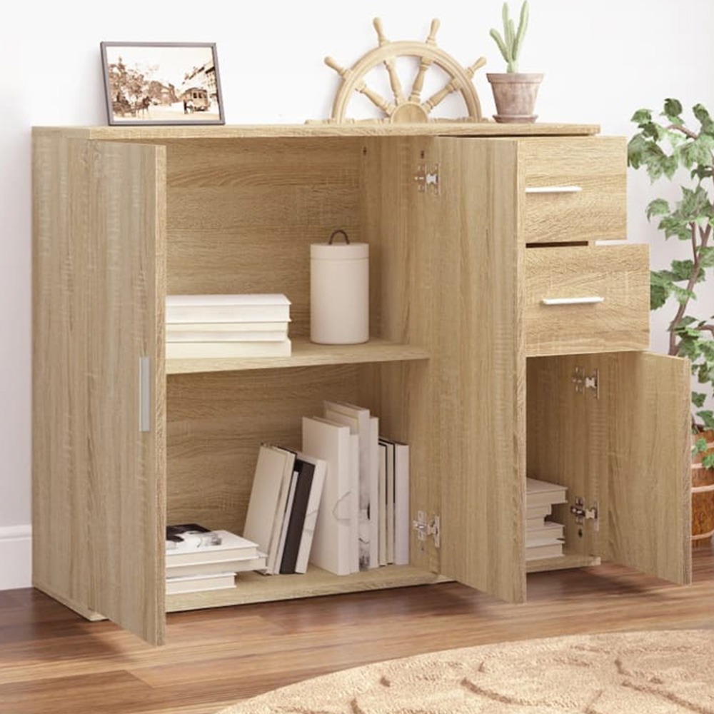vidaXL 3 Door 2 Drawer Sonoma Oak Sideboard Image 1