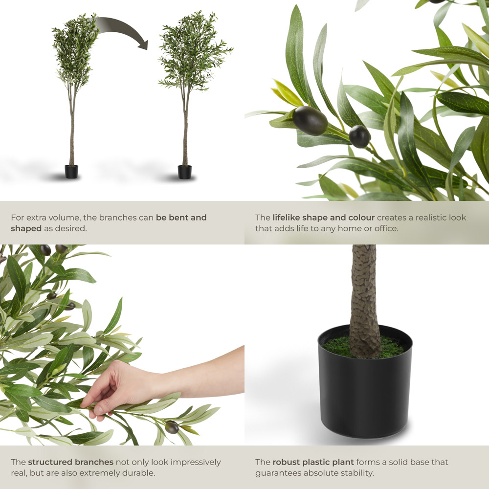 tectake Artificial Olive Tree in Pot 210cm Image 4