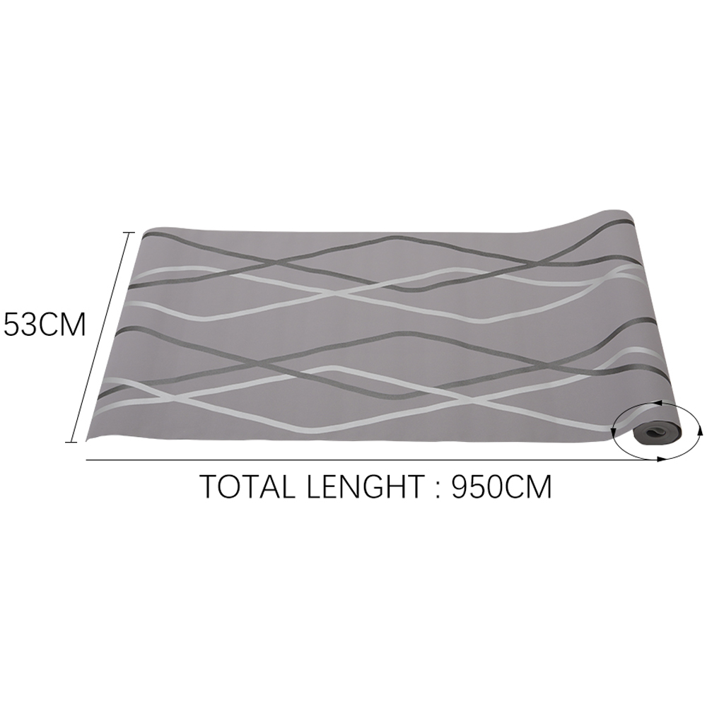 Living and Home Geometric Curves Grey Textured Non Woven Wallpaper Image 9
