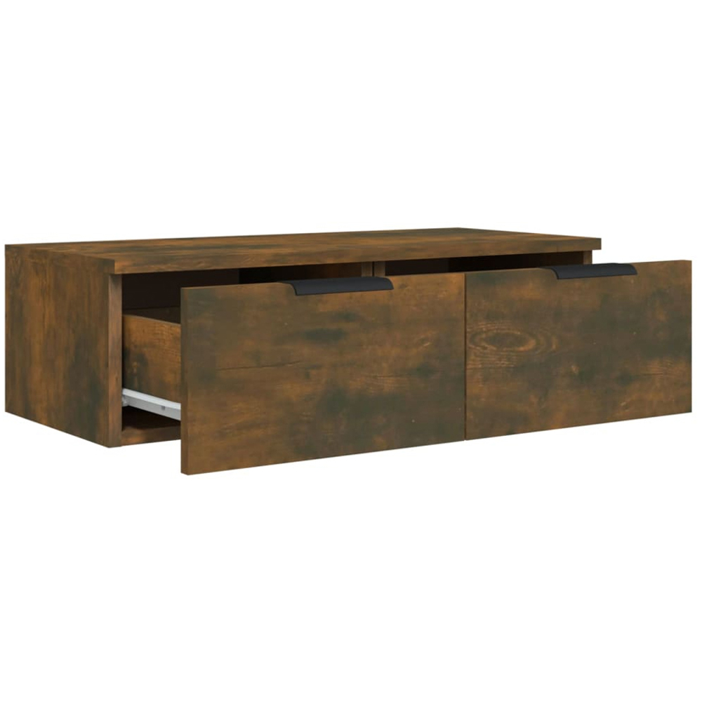 vidaXL 2 Drawer Smoked Oak Wall Cabinet Set of 2 Image 7