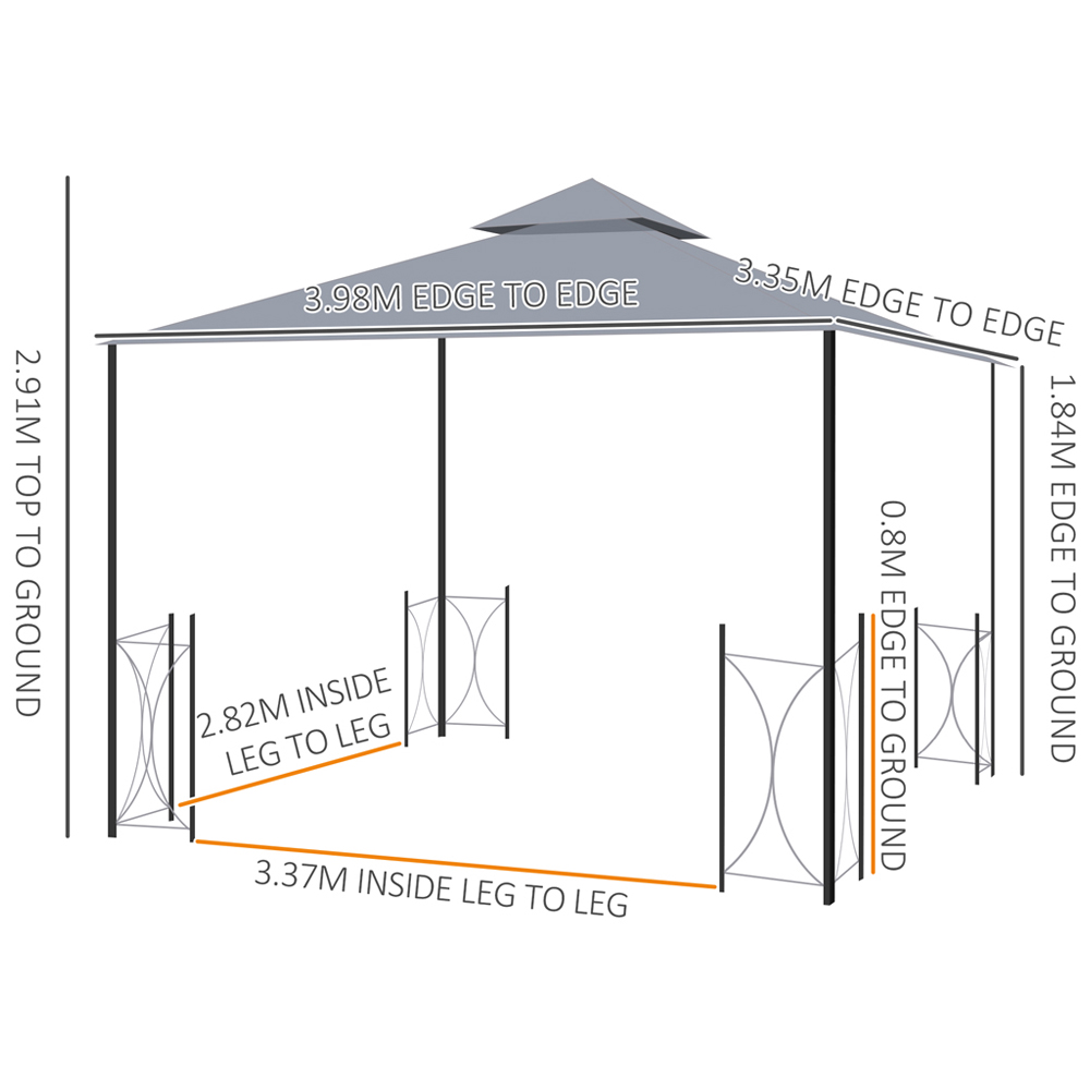 Outsunny 4 x 3.3m 2 Tier Grey Roof Patio Tent Gazebo Image 6