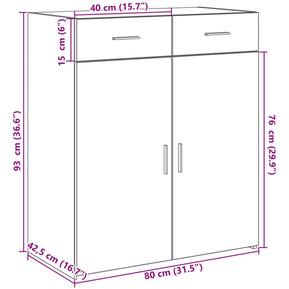 vidaXL 2 Door 2 Drawer White Sideboard Image 9