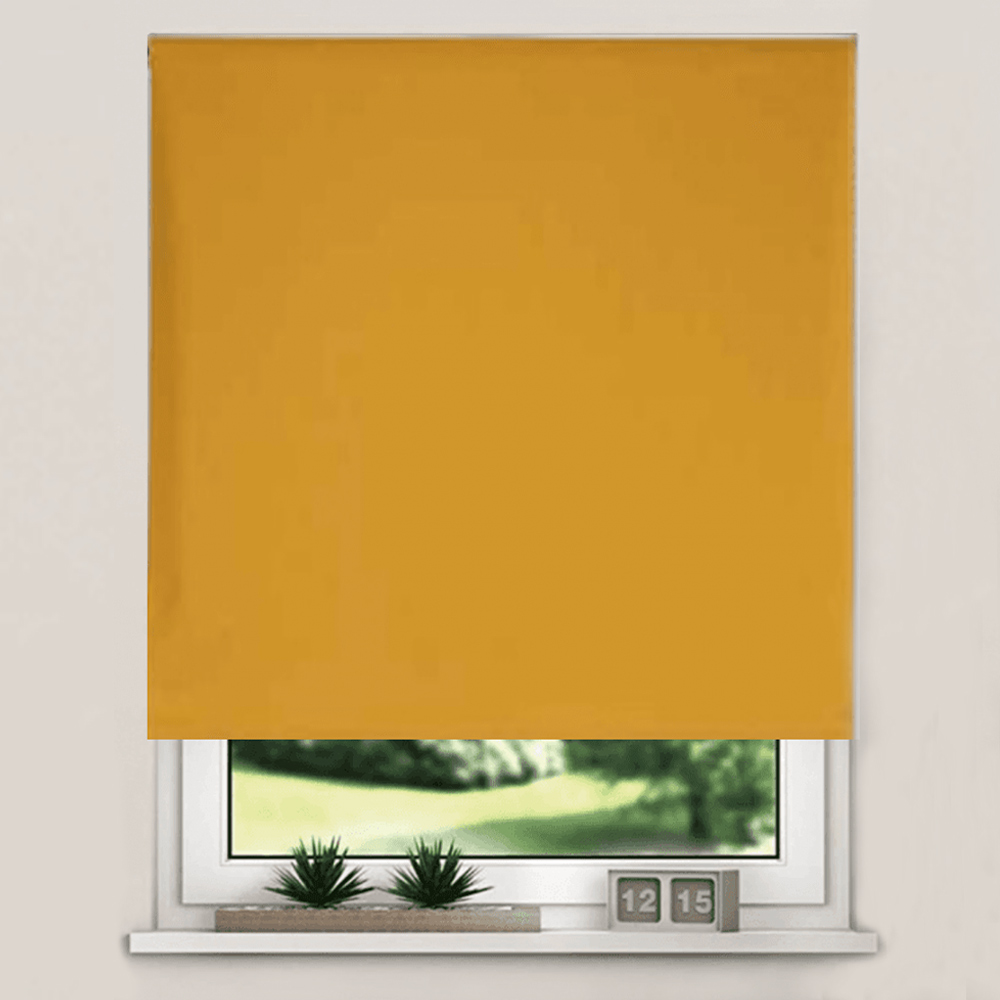 New EdgeBlinds Thermal Blackout Roller Blinds Ochre 60cm Image 1