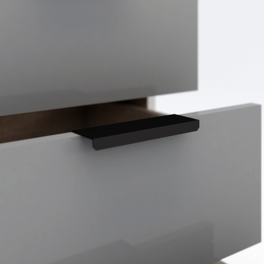 Seconique Madrid 3 Drawer Grey and White Gloss Bedside Table Image 6