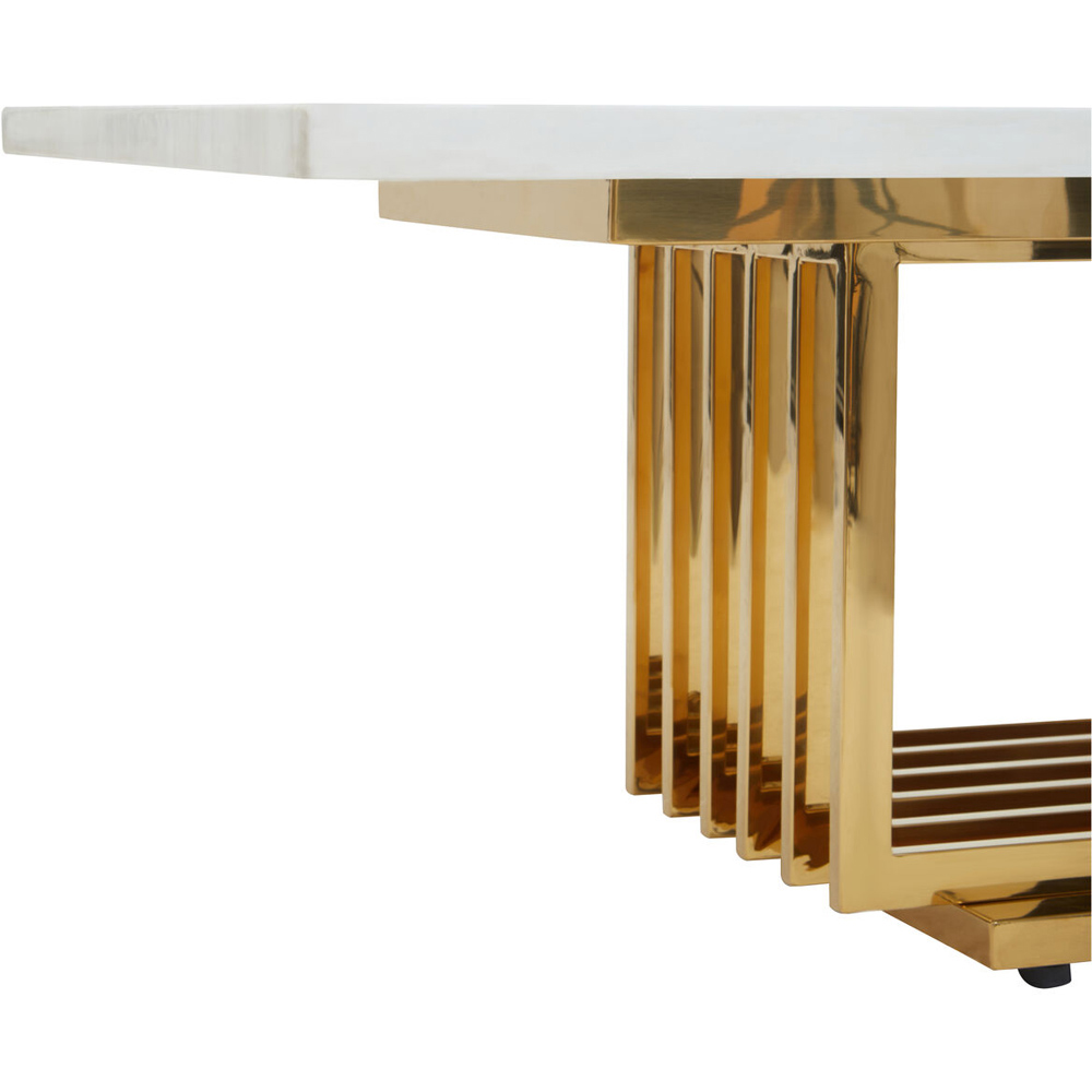 Premier Housewares Ivory White Marble Top Coffee Table with Gold Frame Image 2