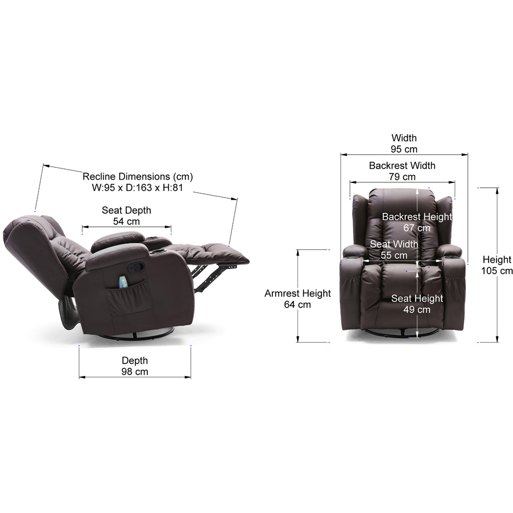 Furniture Online Caesar Brown Bonded Leather Recliner Chair Image 9