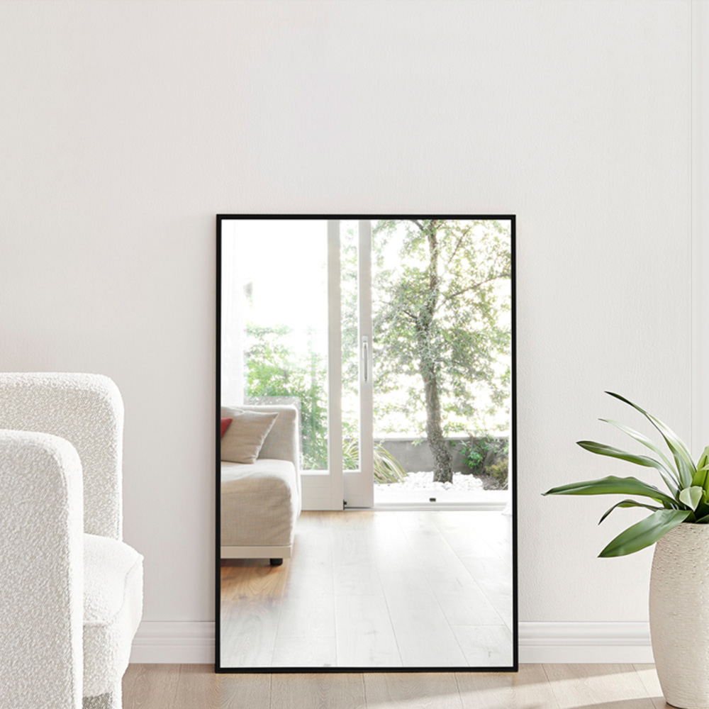Furniturebox Austen Rectangular Black Metal Wall Mirror 100 x 66cm Image 2