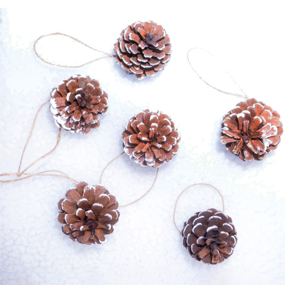 St Helens White Tipped Hanging Pinecone Ornaments 6 Pack Image 6