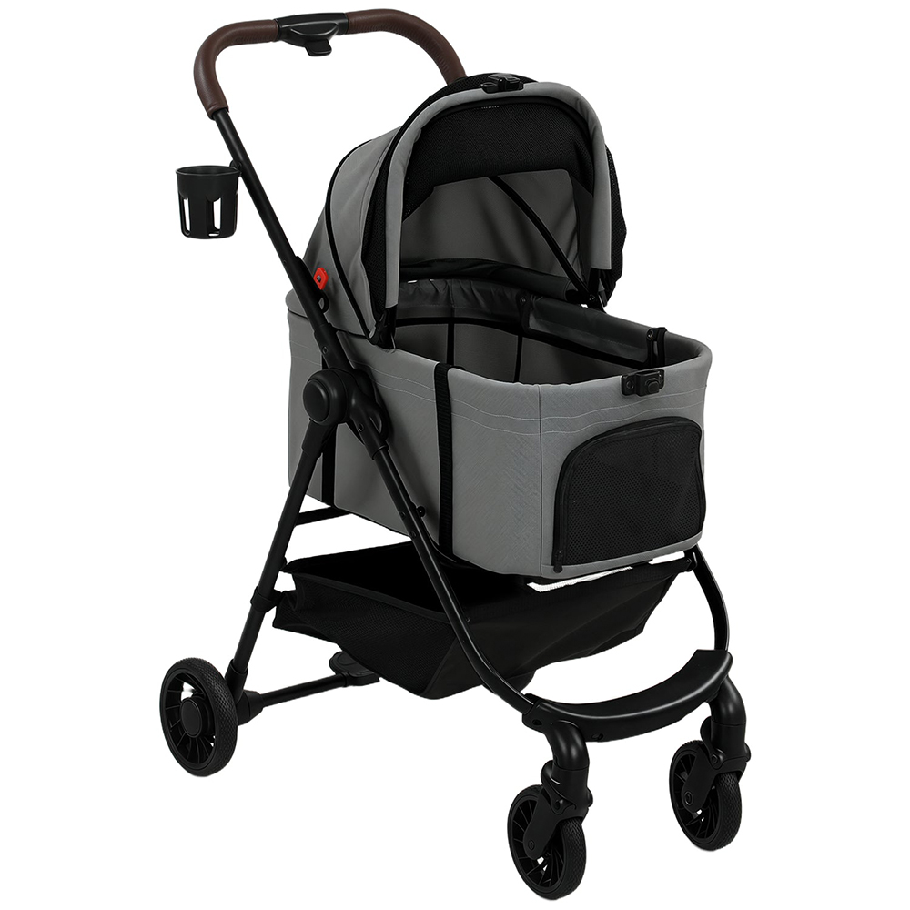 PawHut 3-in-1 Grey Small Foldable Dog Stroller Image 1
