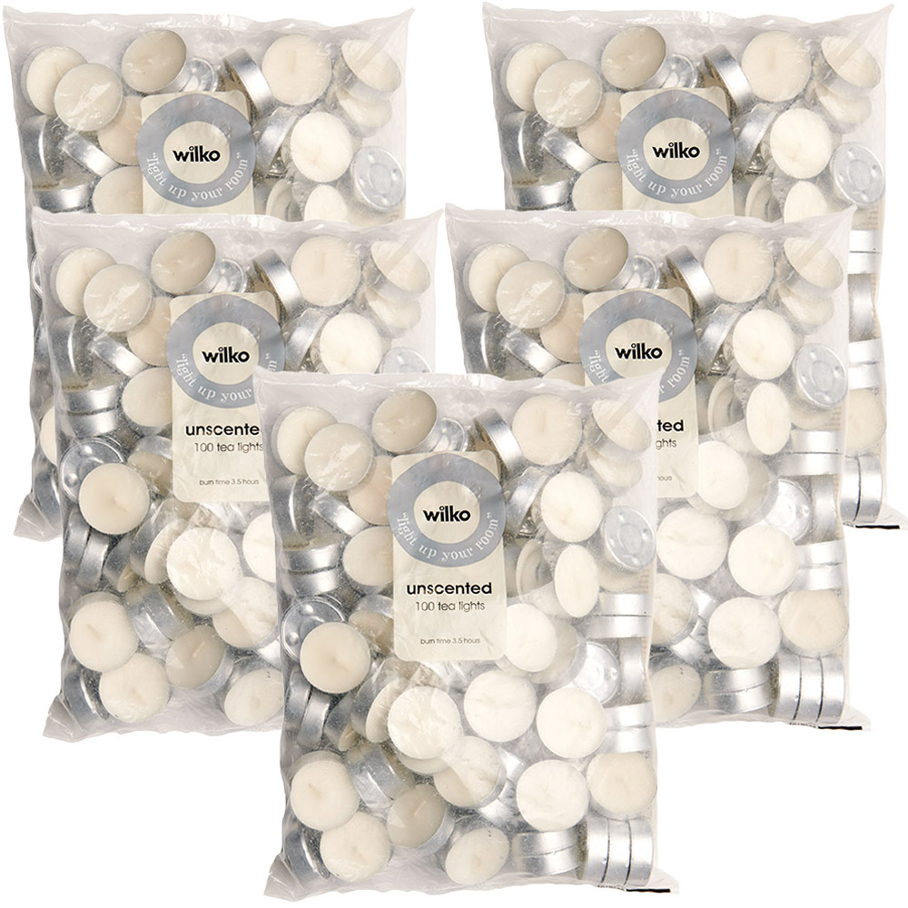 Wilko White Unscented Tealights 100 pack Image 3