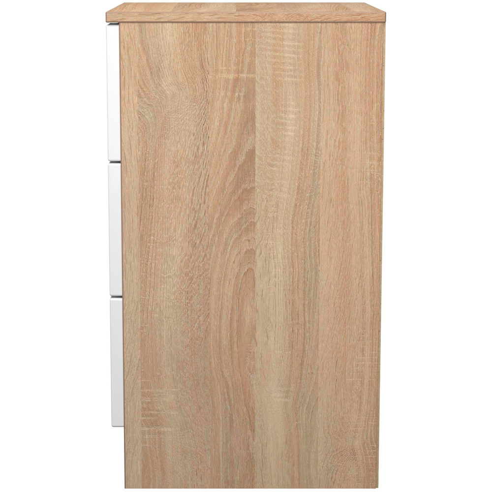 Crowndale Milan 3 Drawer White Gloss and Bardolino Oak Bedside Cabinet Ready Assembled Image 6