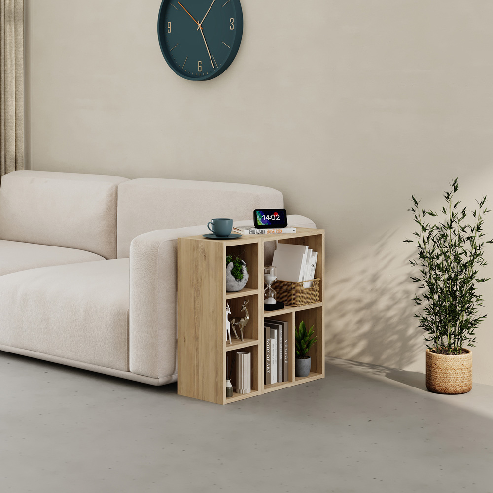 Decortie Combayn 3 Shelf Saphire Oak Low Bookcase Image 4