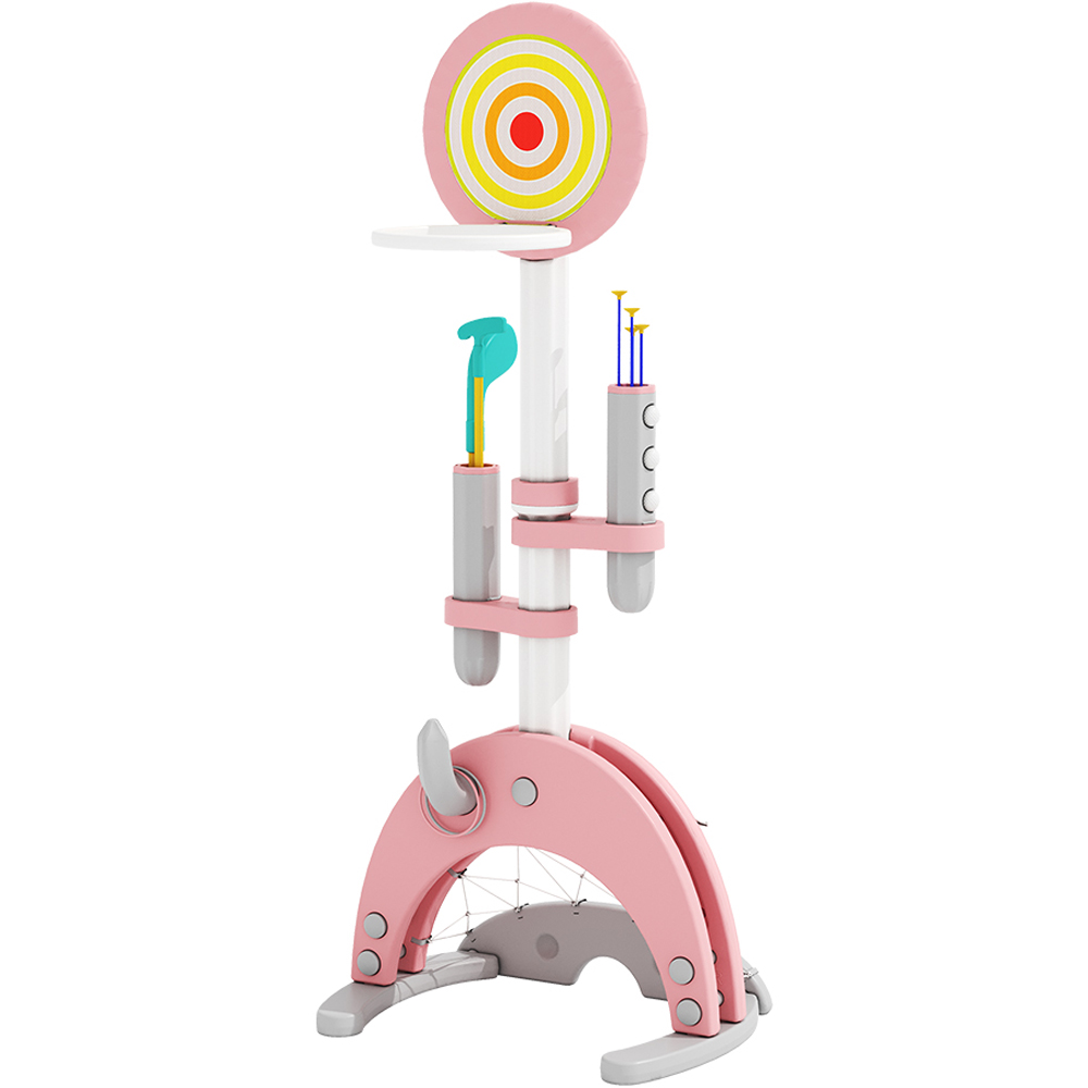 Living and Home Pink 6 in 1 Toddler Basketball Stand Set Image 1