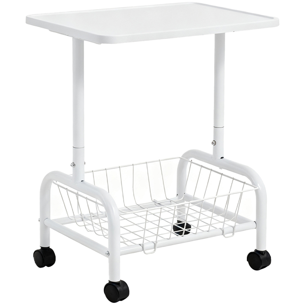 Living and Home White Side Table with Basket Image 5