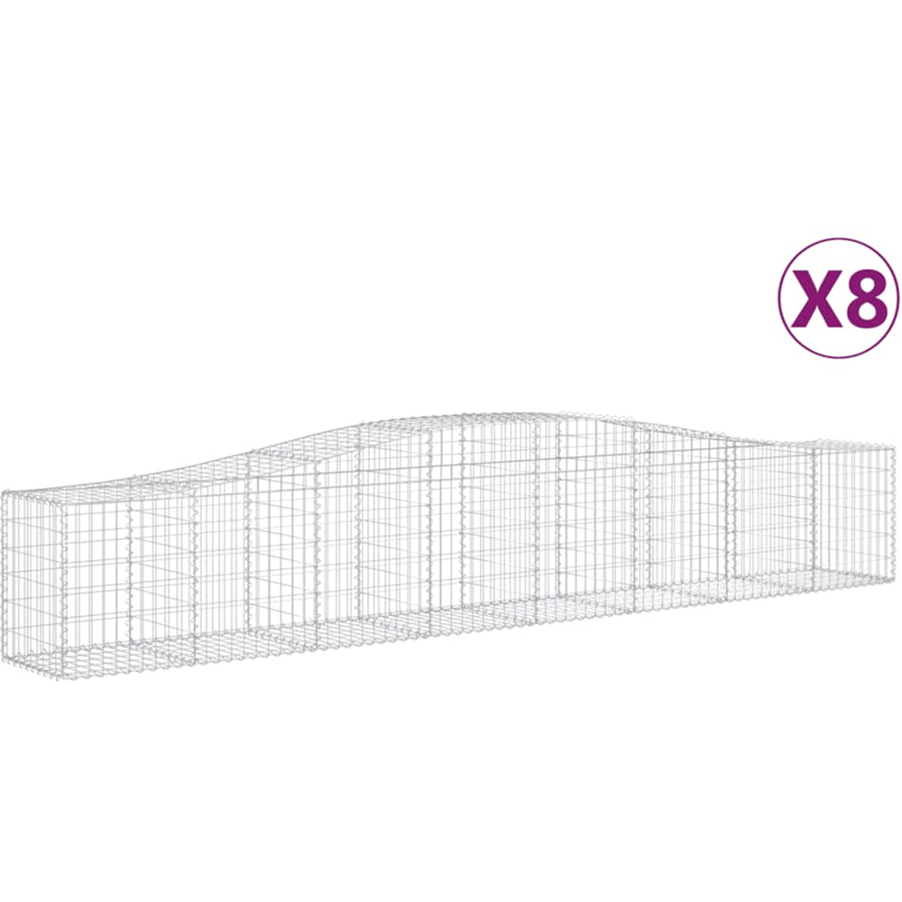 vidaXL Silver Galvanised Iron Arched Gabion Basket 400 x 50 x 60/80cm 8 Pack Image 4