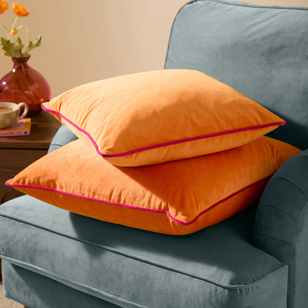 Furn Meridian Clementine and Hot Pink Velvet Cushion 45 x 45cm Image 5
