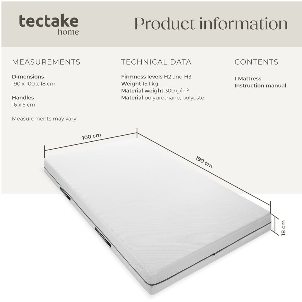 tectake Sky Single 2 in 1 Firmness Level 3D Mesh Cover Mattress Image 8
