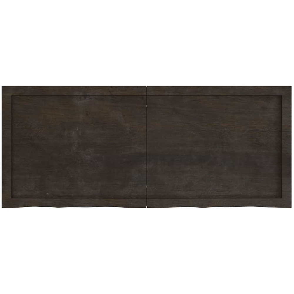 vidaXL 120 x 50 x 6cm Dark Brown Treated Solid Oak Wall Shelf Image 3