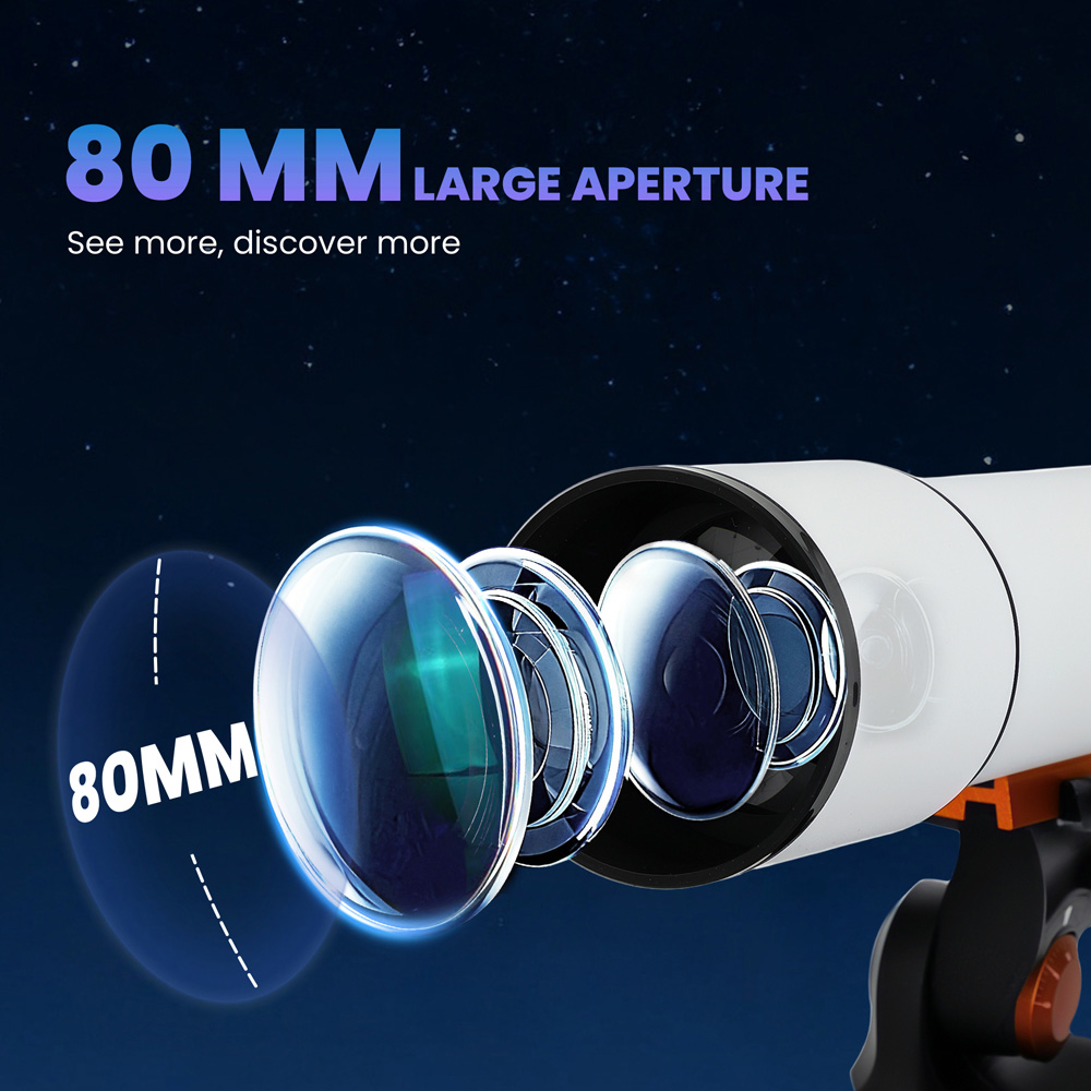 Outsunny White 80mm Aperture Refractor Astronomy Telescope with Carry Bag Image 8