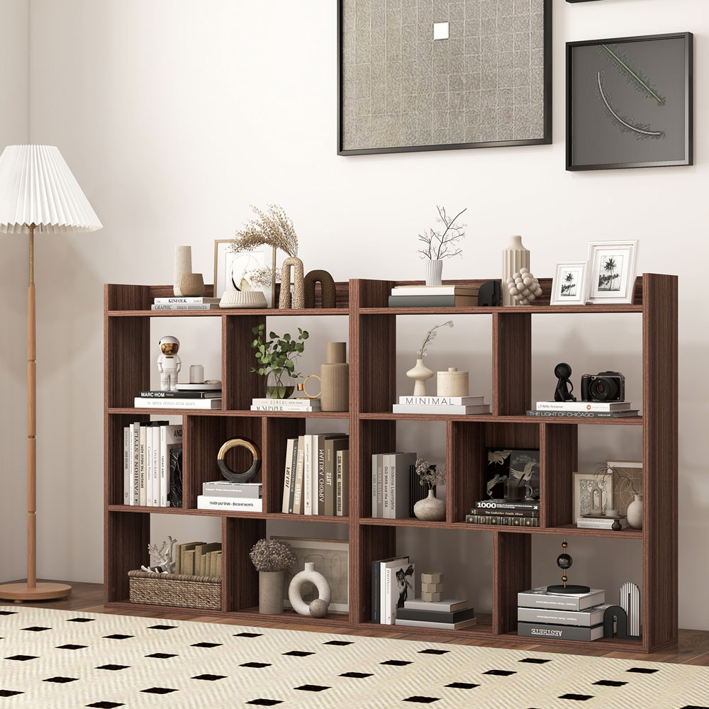 Costway 7 Shelf Walnut Cube Storage Unit Image 5