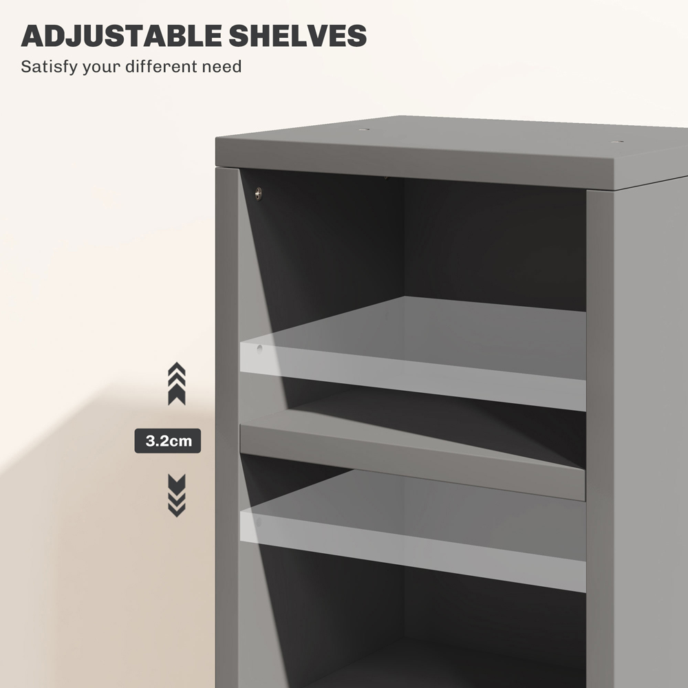 Portland 6 Shelf High Gloss Grey Adjustable CD Storage Unit Set of 2 Image 5