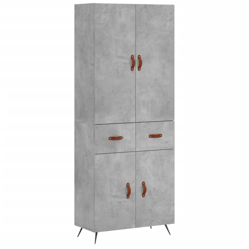 vidaXL 4 Door 2 Drawer Concrete Grey Highboard Image 2