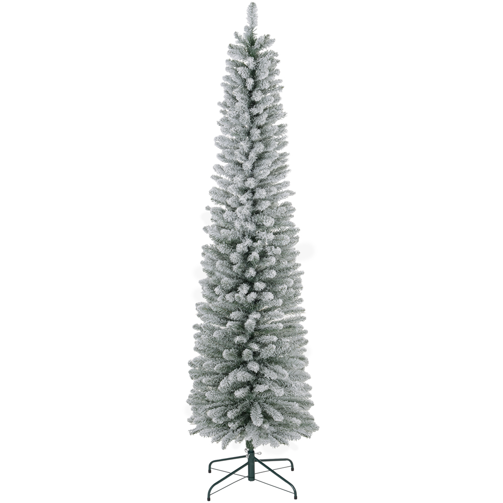 Everglow Snow Flocked Pencil Artificial Christmas Tree 7ft Image 1