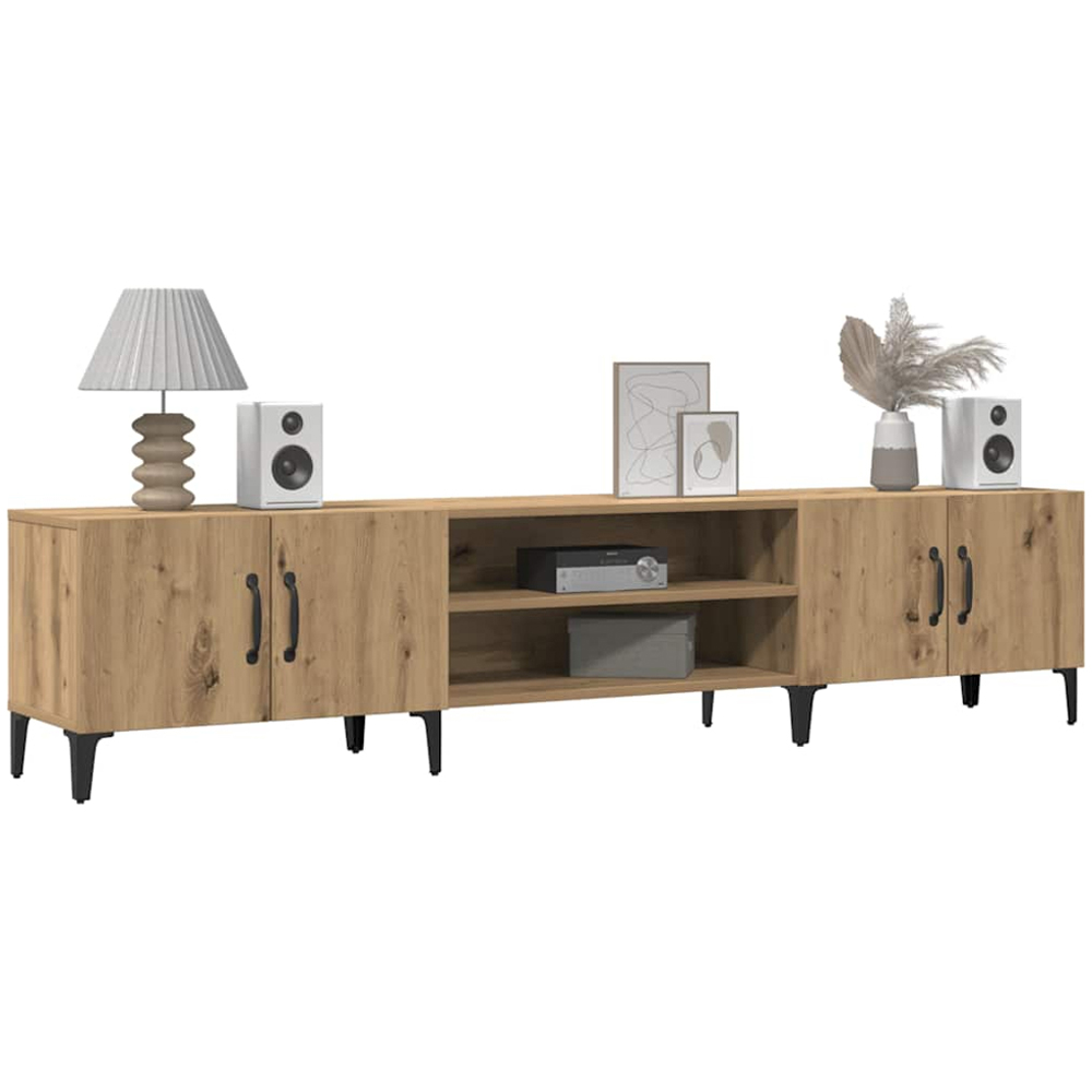 vidaXL 4 Door 2 Shelf Artisan Oak Wide TV Cabinet Image 3