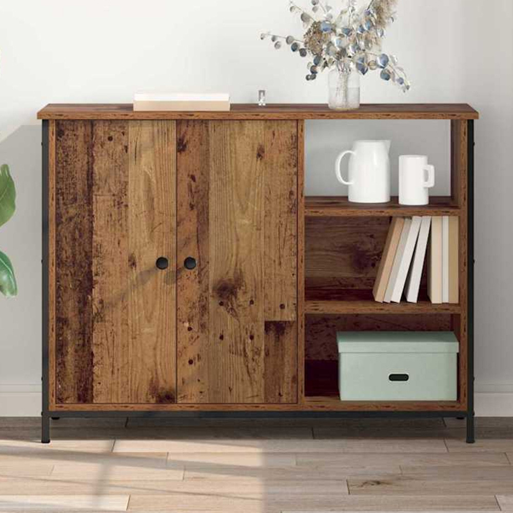 vidaXL 2 Door 3 Open Shelf Dark Brown Sideboard Image 1