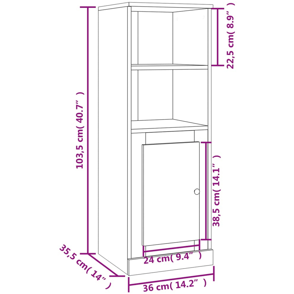 vidaXL 2 Door 2 Open Shelf Black Highboard Image 9