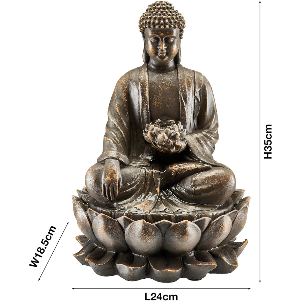 Serenity Sitting Buddha Tabletop Mains Powered Water Feature Image 4