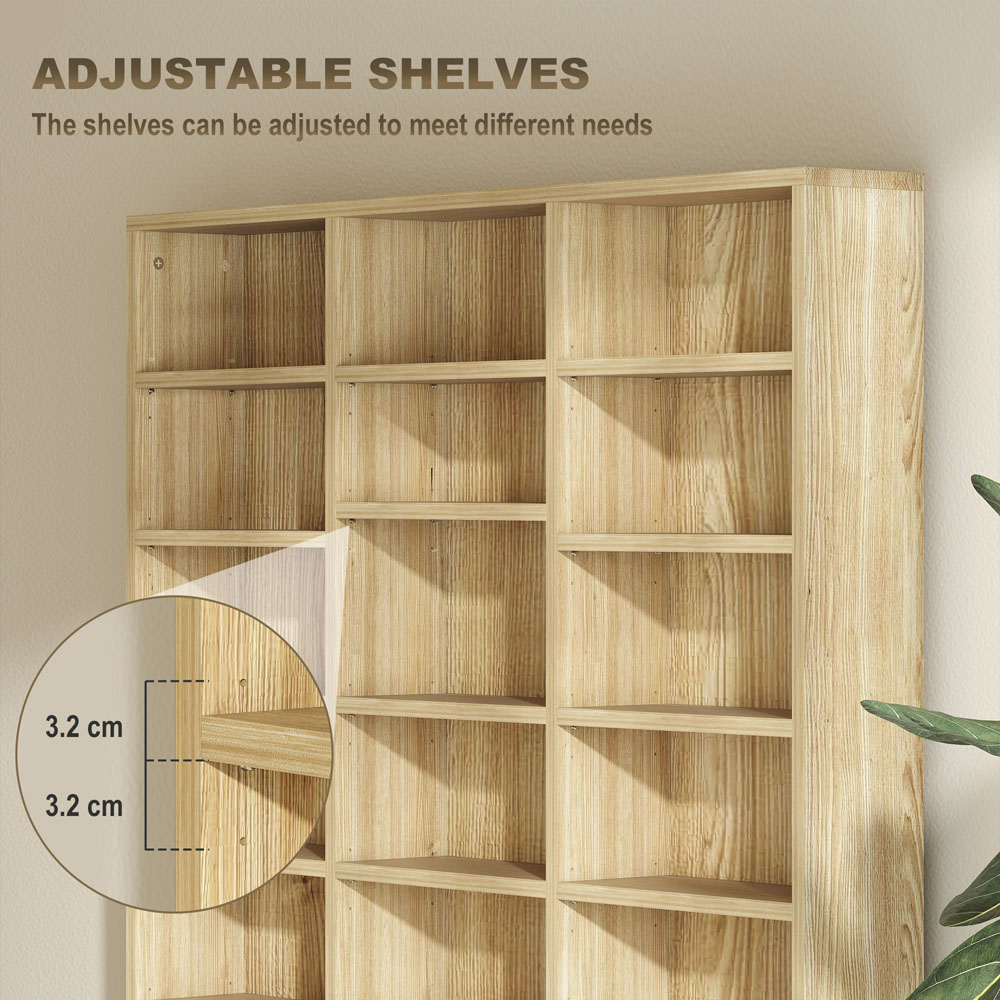HOMCOM 36 Shelf Oak Tone Large DVD and CD Media Storage Unit Image 8