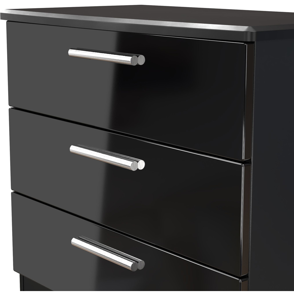Crowndale Knightsbridge 3 Drawer Black Gloss and Black Chest of Drawers Ready Assembled Image 5