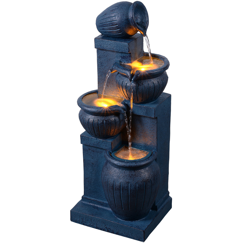 Teamson Home 4-Tier Navy Vertical Texture Cascading Bowl Water Fountain 72cm Image 3