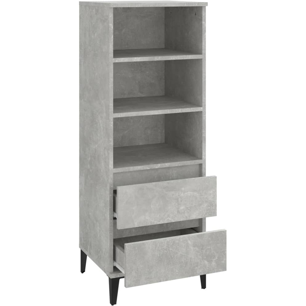 vidaXL 2 Drawer 3 Shelf Concrete Grey Highboard Image 4