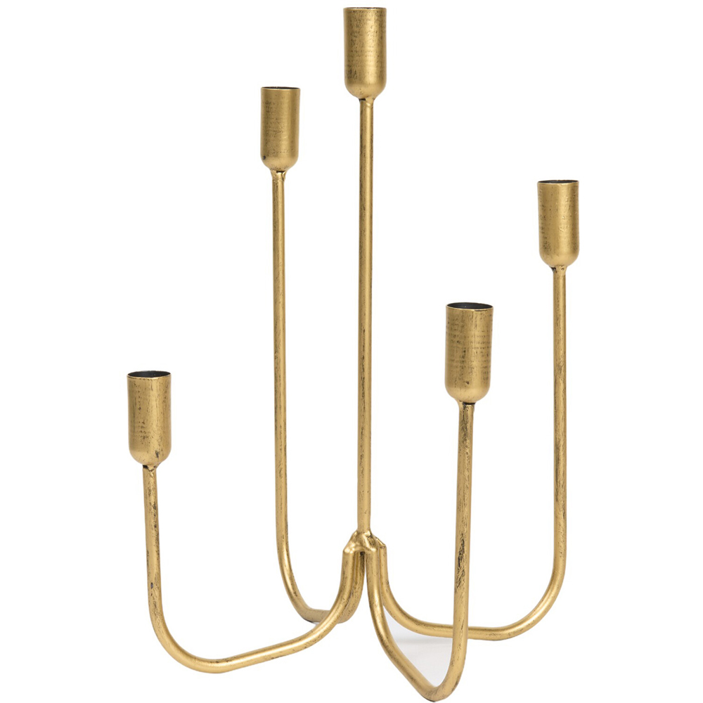 Metal Candelabra Brushed Gold Image 5